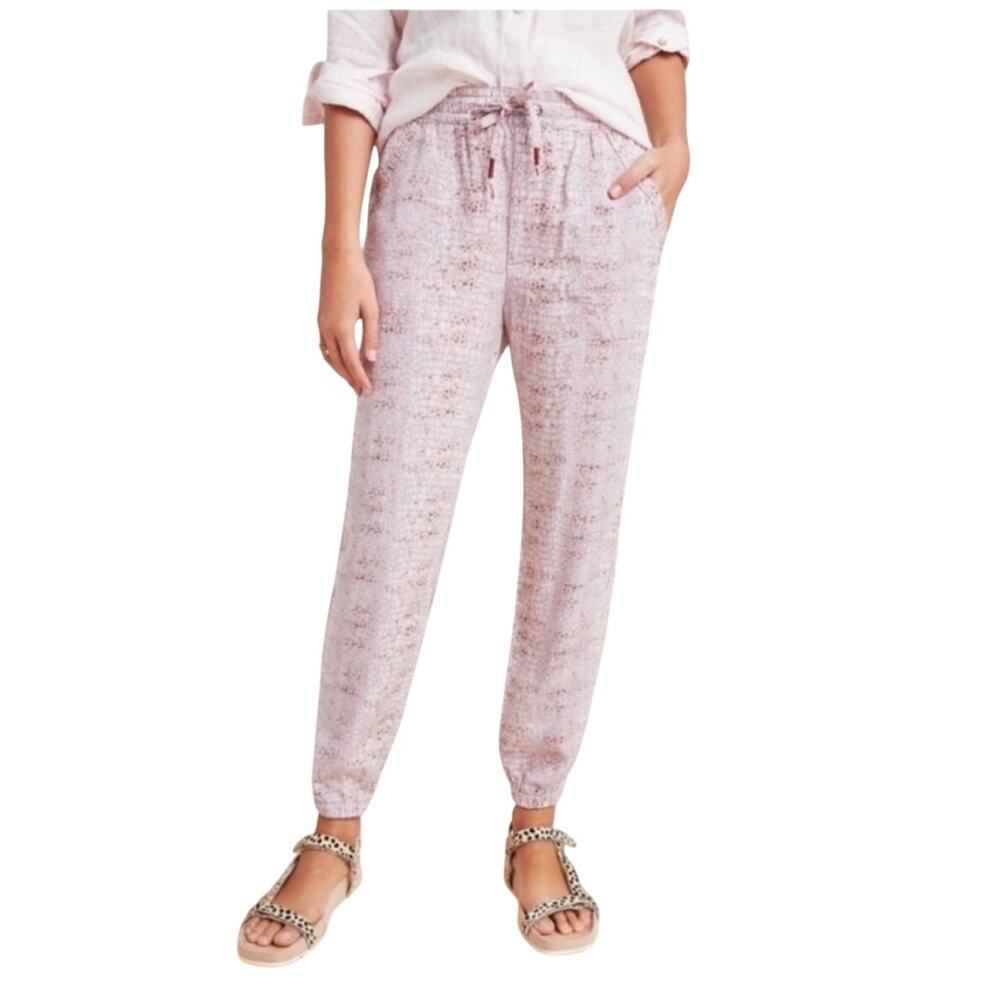 Anthropologie Orana Printed Jogger Pants Pink Snake Drawstring Lyocell Ankle XS